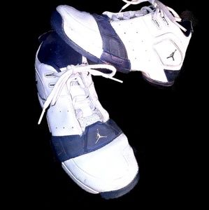 White and navy Michael Jordan sneakers